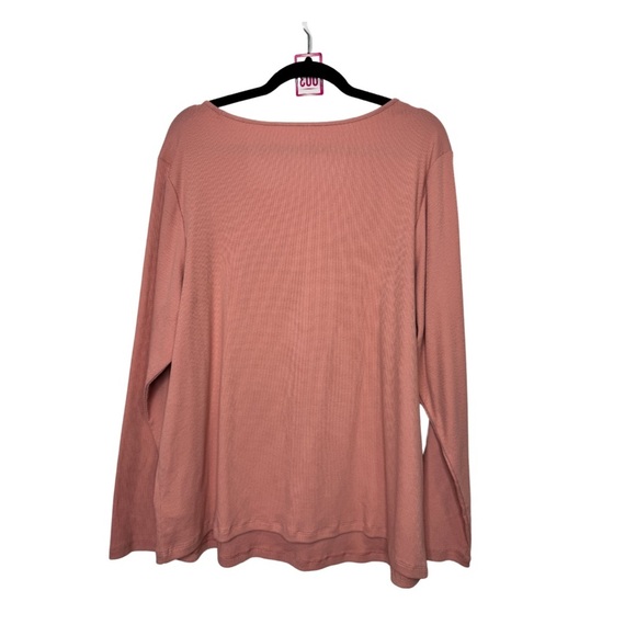 💎 Old Navy Fitted Long Sleeve Rib Knit Top Pink - Picture 3 of 11